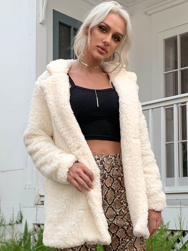 Buttoned Longline Sherpa Jacket
