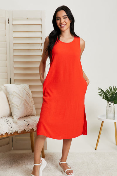 Cotton Bleu Fingers Crossed Full Size Sleeveless Dress in Orange
