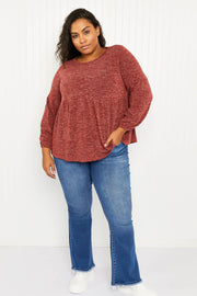 Emerald Sweet Snuggles Full Size Babydoll Long Sleeve Top