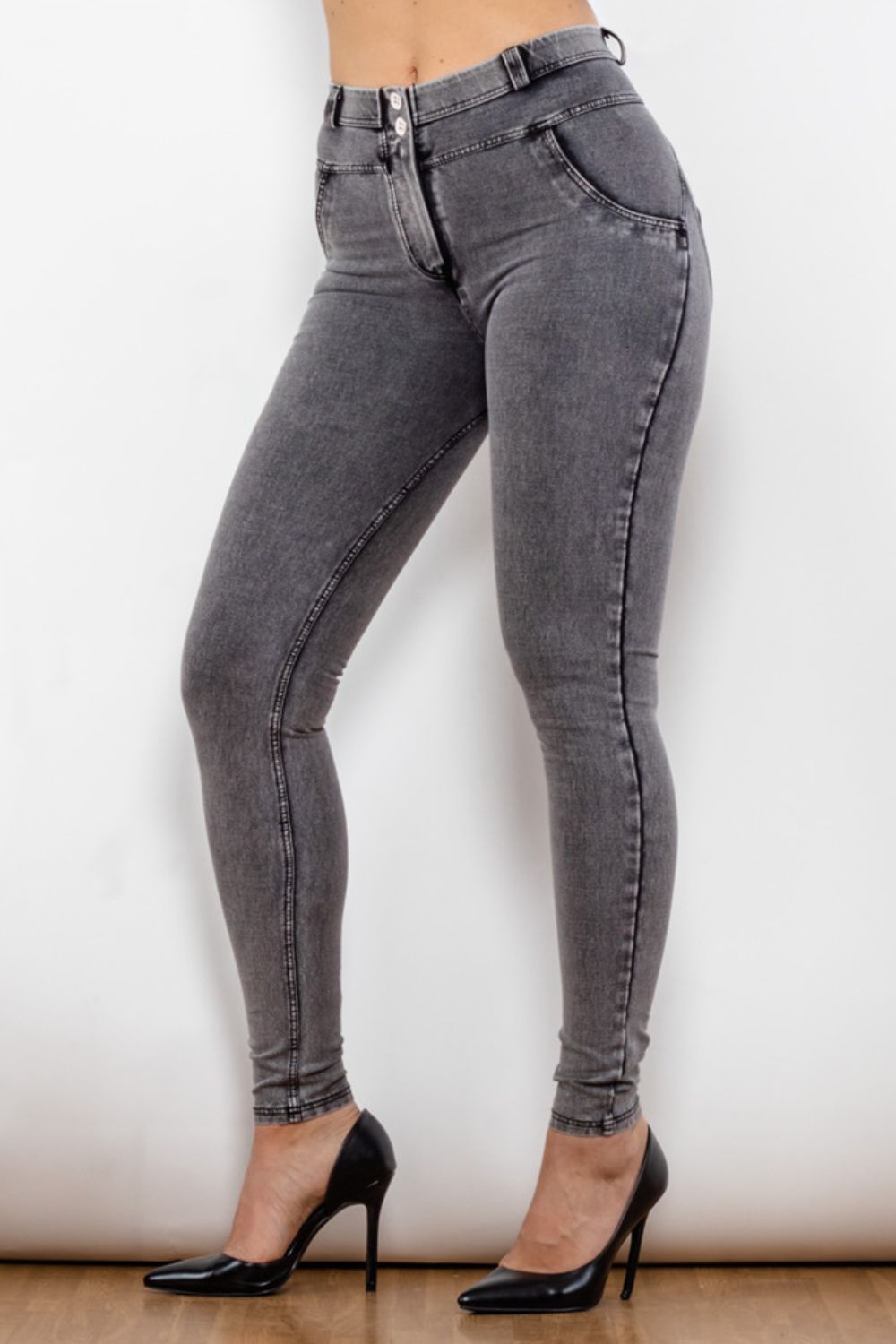 Buttoned Skinny Long Jeans