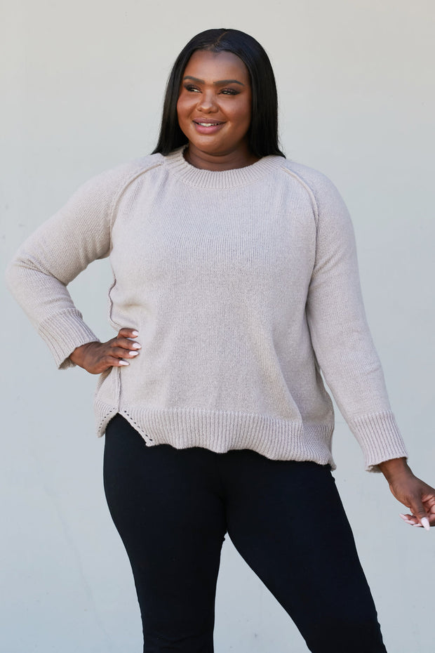 Heimish Full Size Raw Seam Slit Sweater