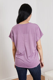 Sew In Love Stay and Chat Love Full Size Pocket Tee in Plum