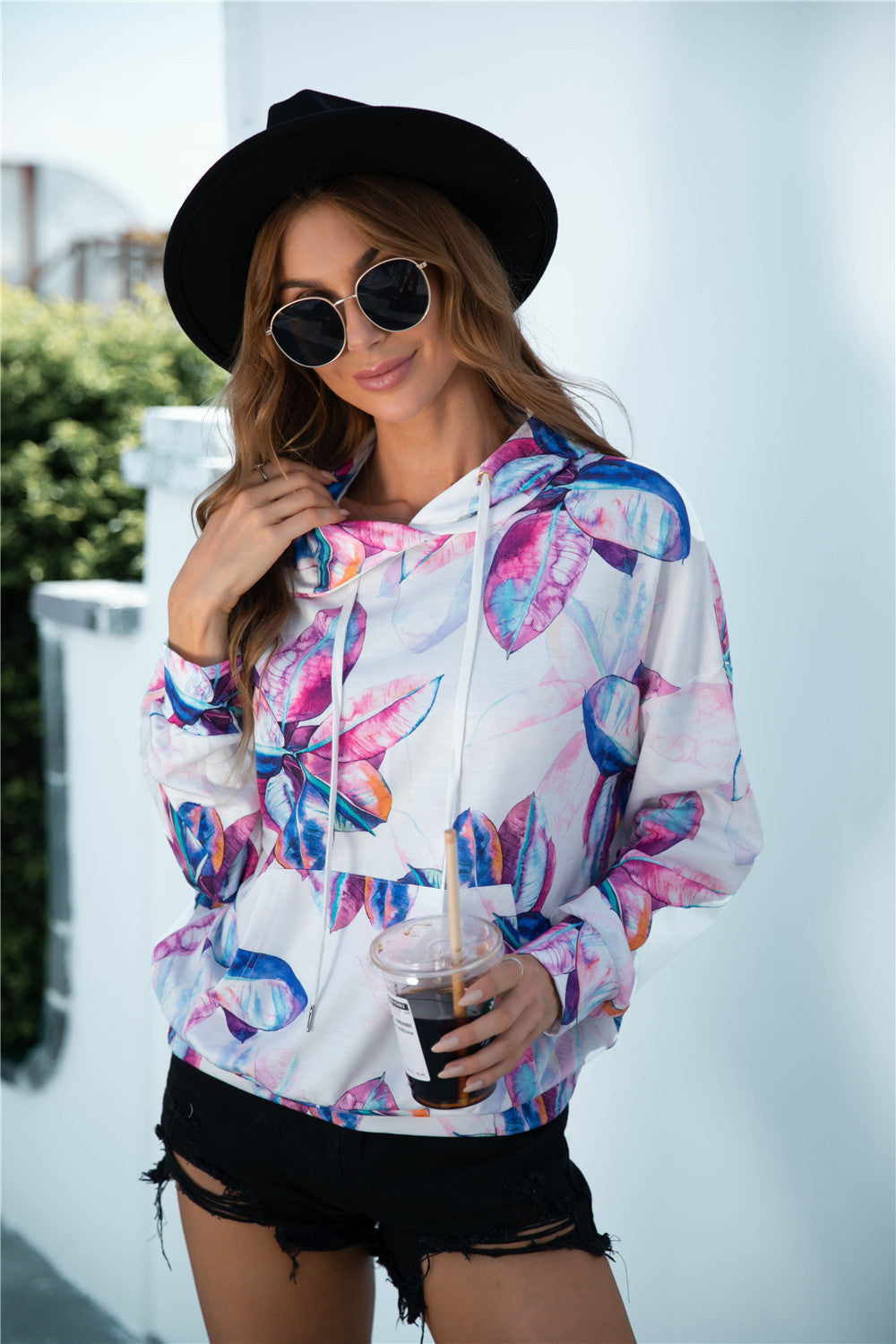 Floral Print Hoodie