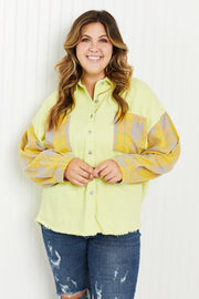 POL Bright Autumn Full Size Contrast Plaid Twill Shacket