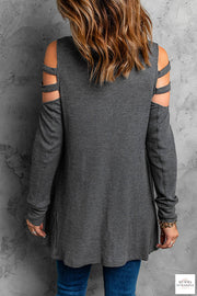 Cutout Waffle Knit Tunic Top