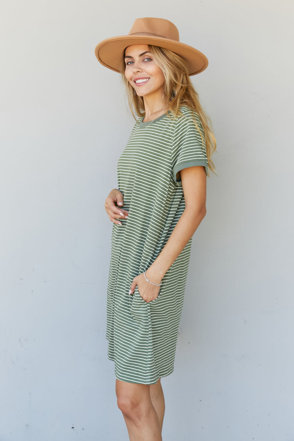 Cotton Bleu Simplicity is Best Full Size Striped T-Shirt Dress