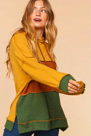 Haptics Color Block Side Slit Exposed Seam Hoodie