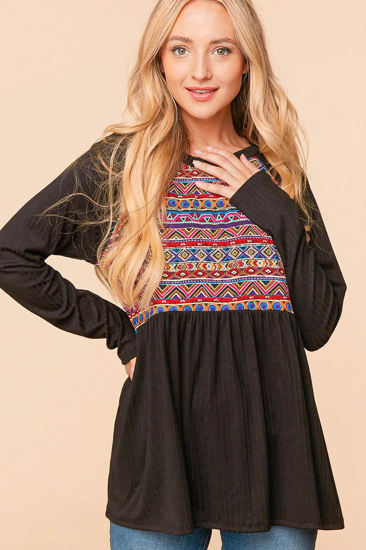 Haptics Full Size Bohemian Raglan Sleeve Top