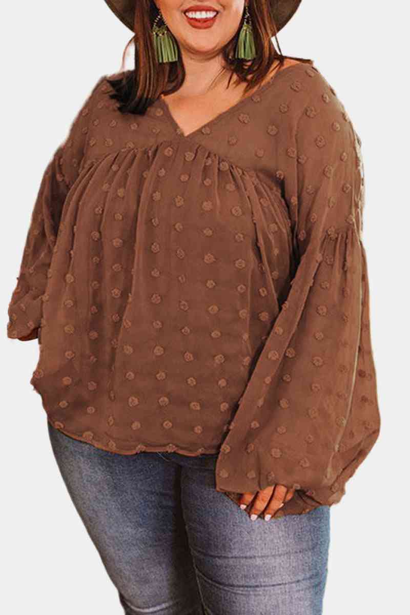 Swiss Dot Babydoll Blouse-Curvy