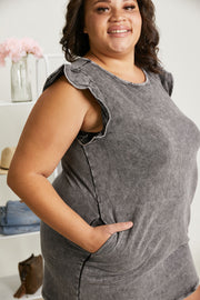 Sew In Love Cascade Springs Full Size Acid Wash Dress in Black