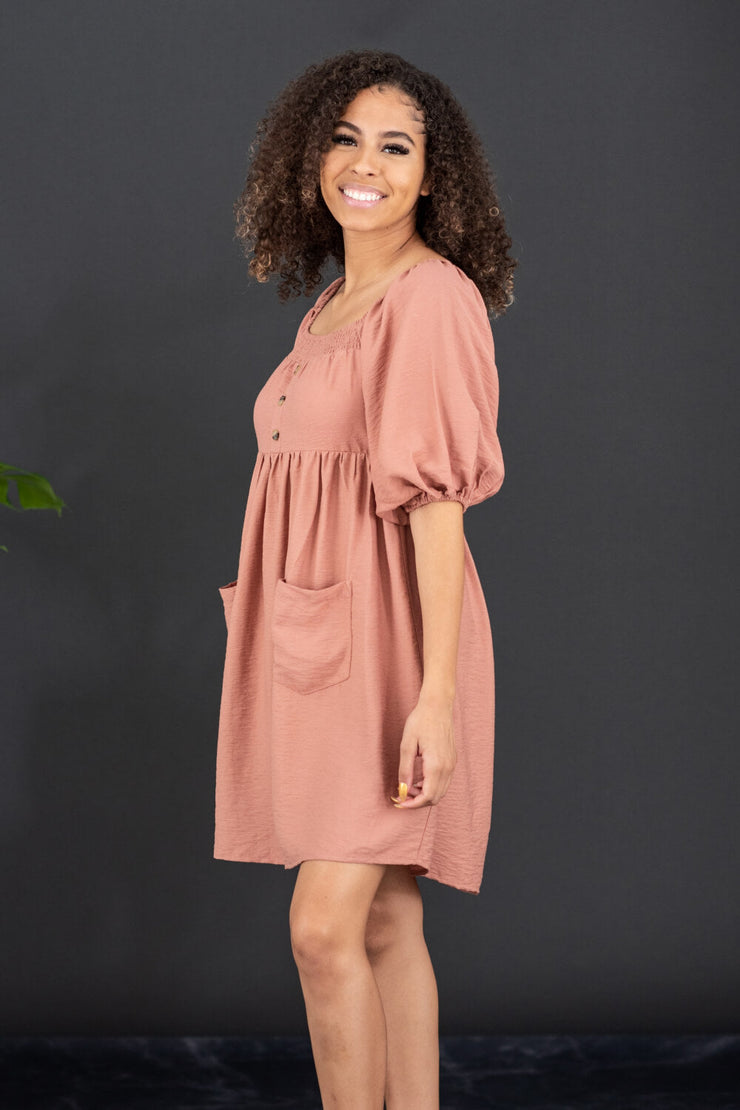 GeeGee I Promise Full Size Puff Sleeve Dress