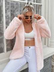 Open Front Longline Teddy Jacket