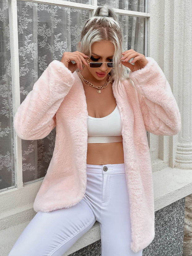 Open Front Longline Teddy Jacket