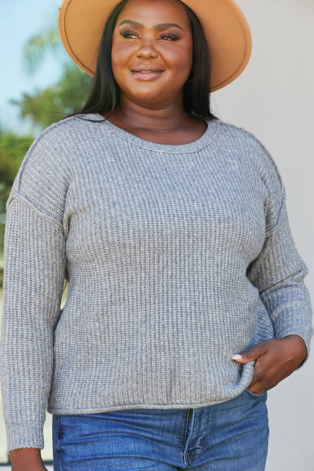 Sew In Love Full Size Raw Seam Sweater