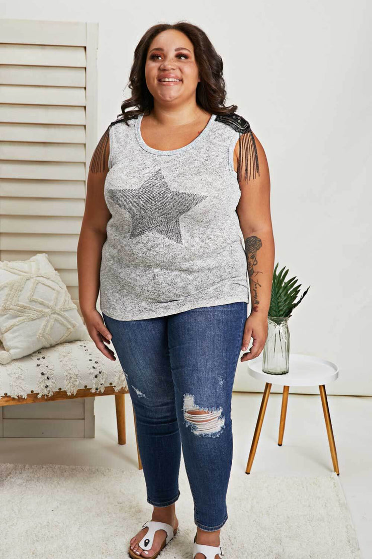Vocal Starlit Night Chain Detail Sleeveless Tee