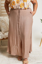 Sweet Lovely by Jen Full Size Leaps and Bounds Slit Maxi Skirt in Mocha