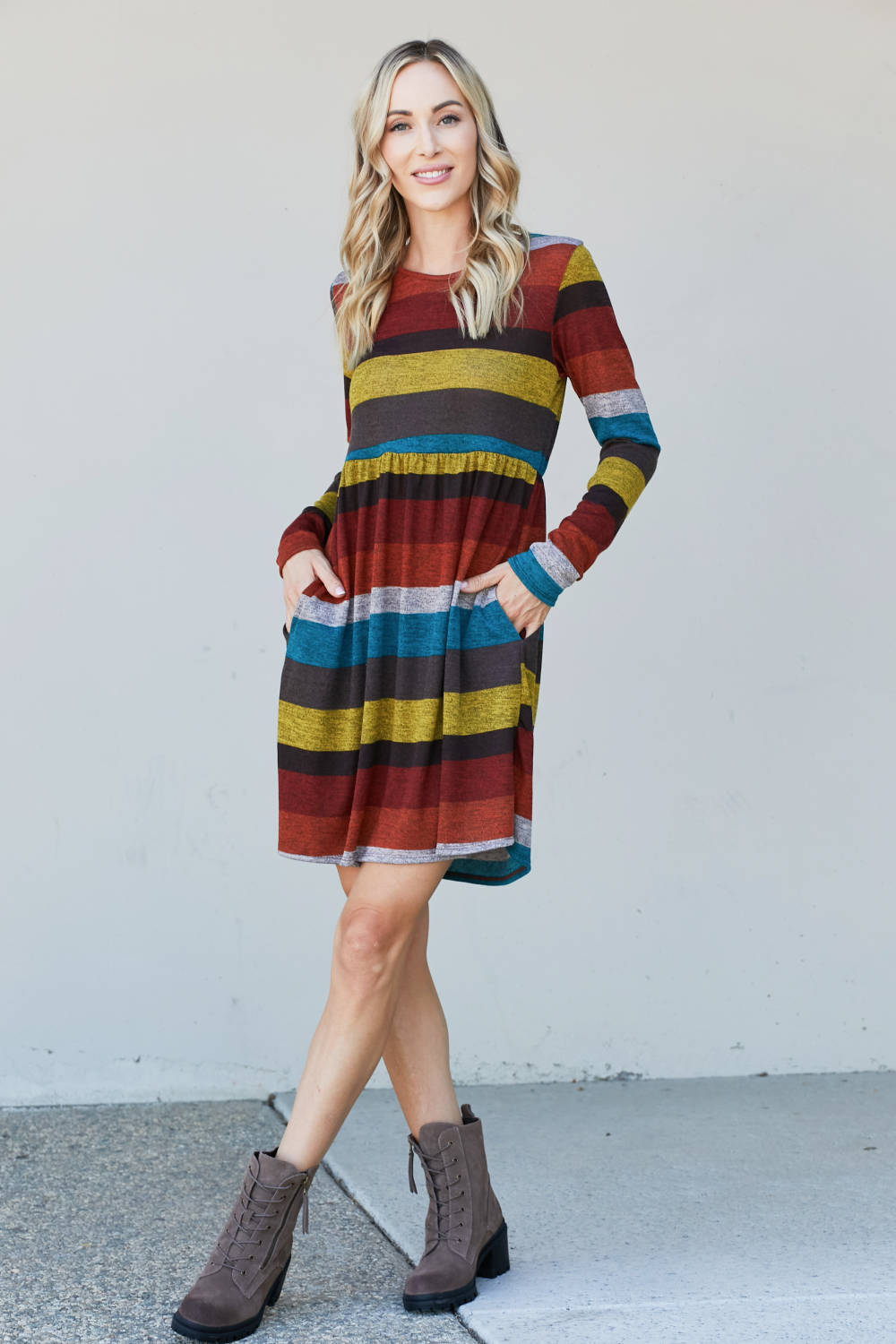 Heimish Full Size Striped Pleated Dress