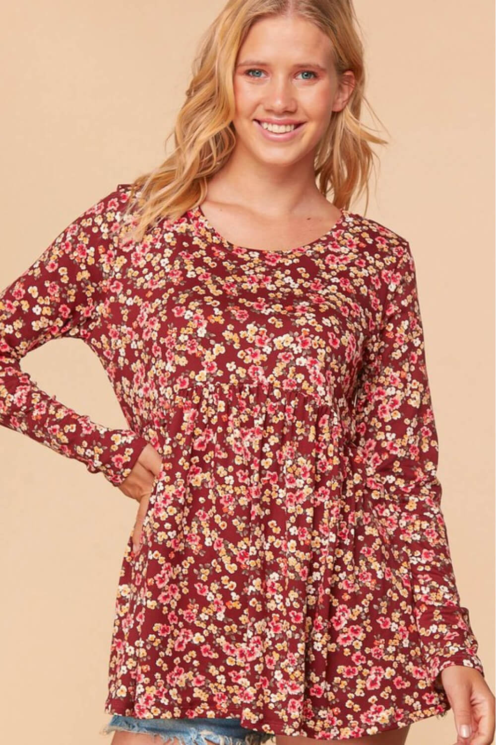 Haptics Full Size Floral Tunic Blouse