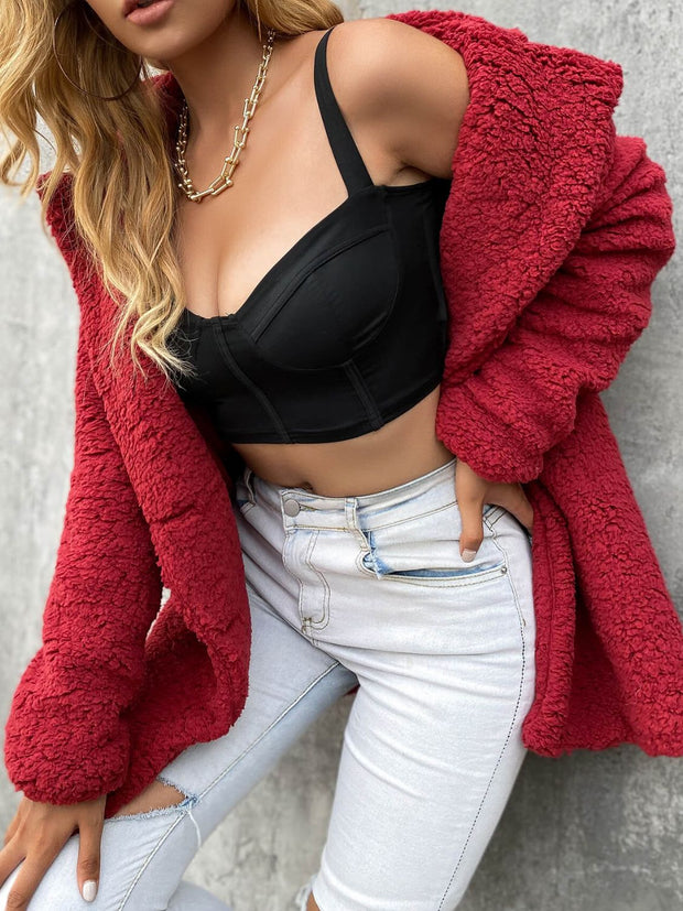 Buttoned Longline Sherpa Jacket