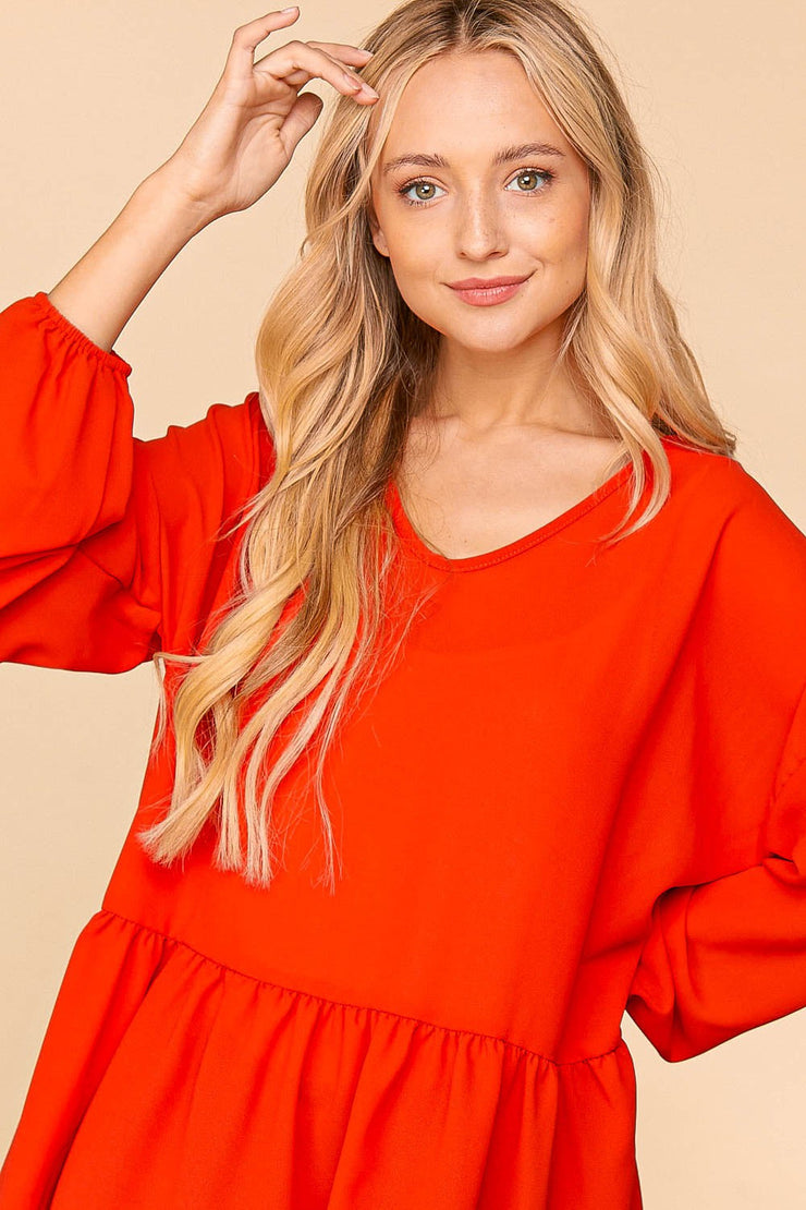 Haptics Full Size V-Neck Peplum Top