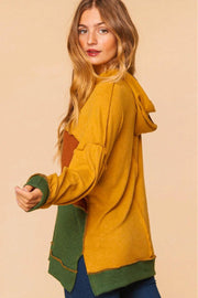Haptics Color Block Side Slit Exposed Seam Hoodie