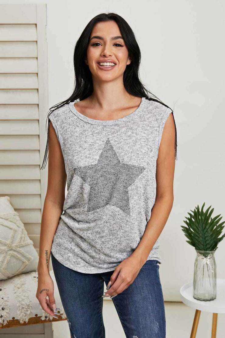 Vocal Starlit Night Chain Detail Sleeveless Tee