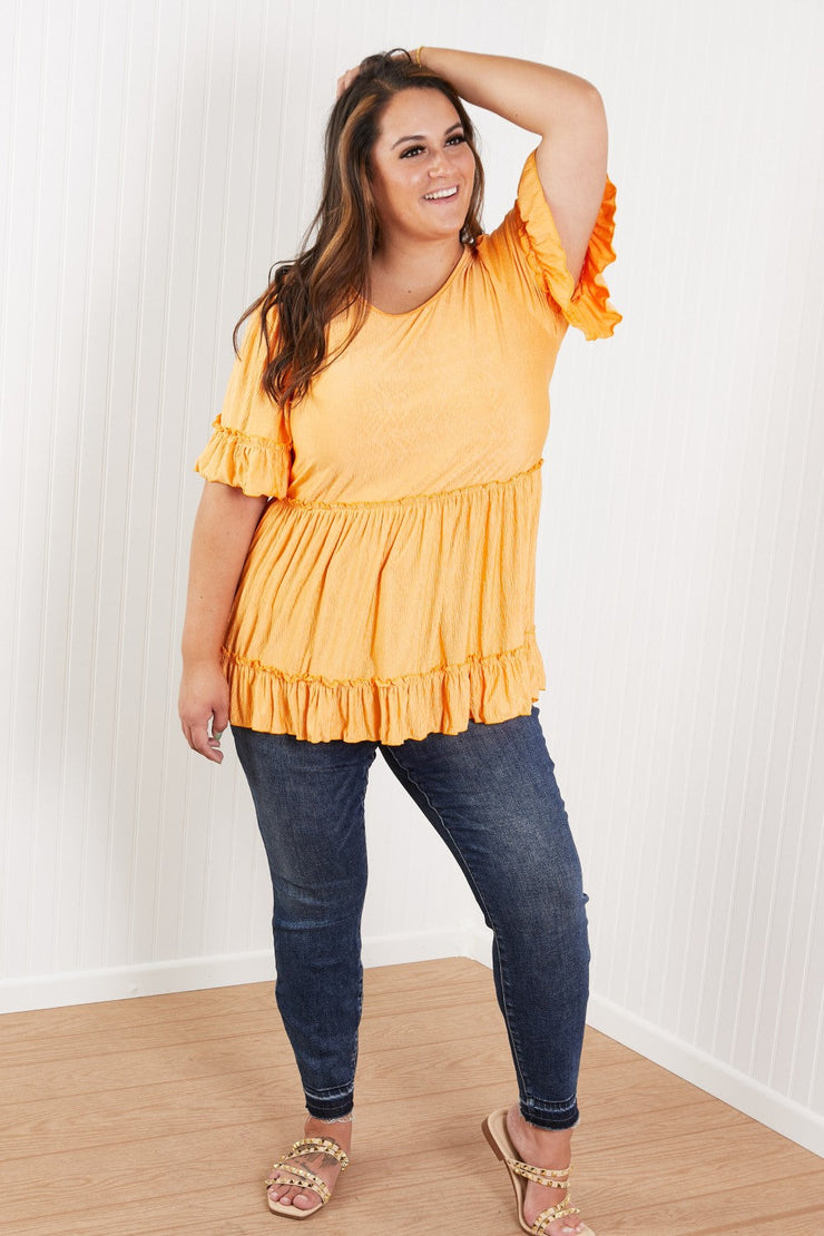 Hailey & Co Our Song Full Size Ruffled Babydoll Top