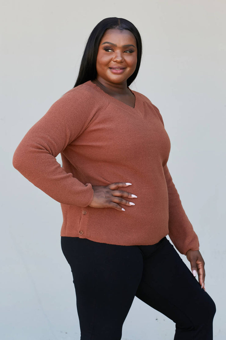 Heimish Full Size Raglan Sleeve V-Neck Sweater