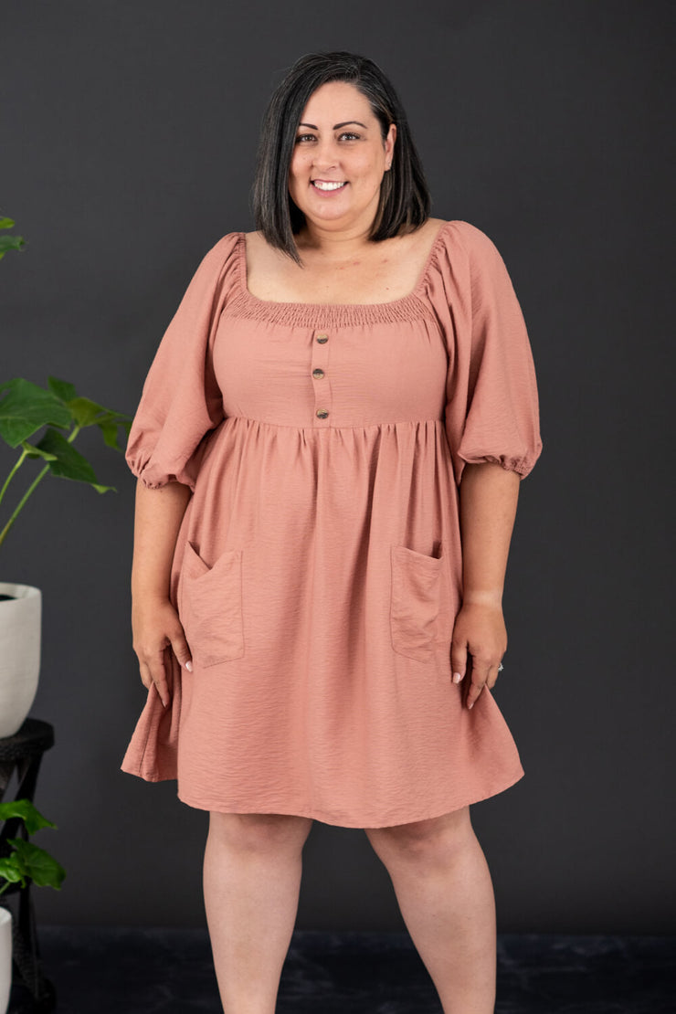 GeeGee I Promise Full Size Puff Sleeve Dress