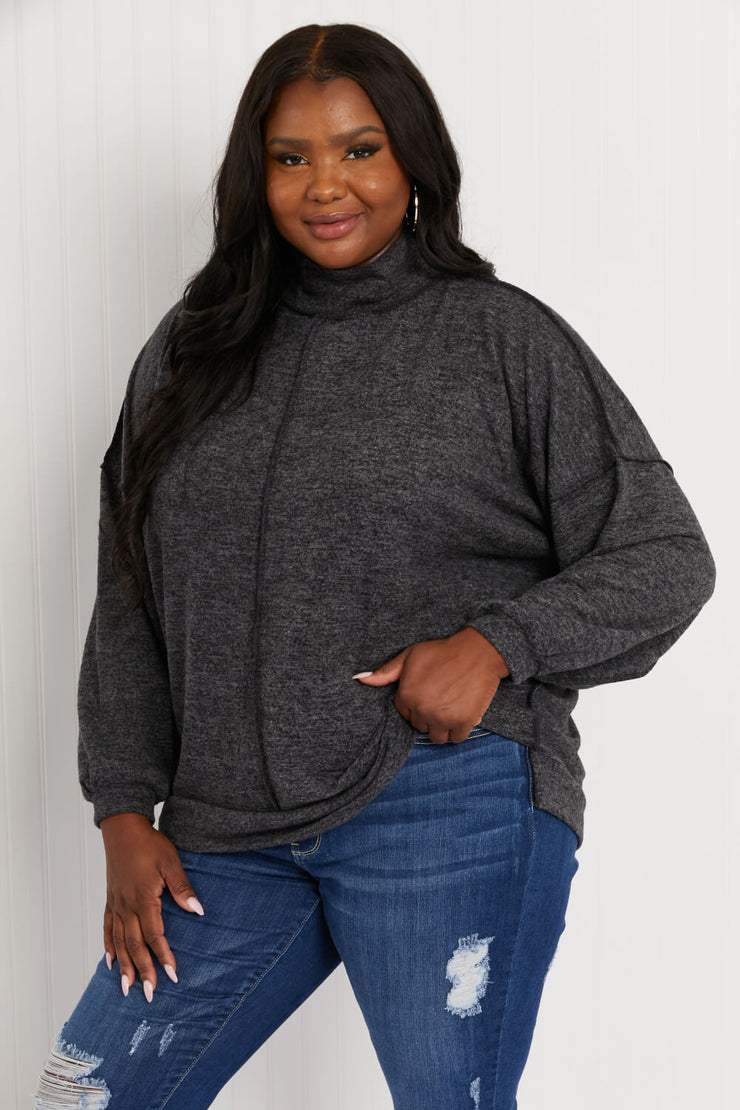 Zenana Infinitely Cozy Full Size Mock Neck Sweater