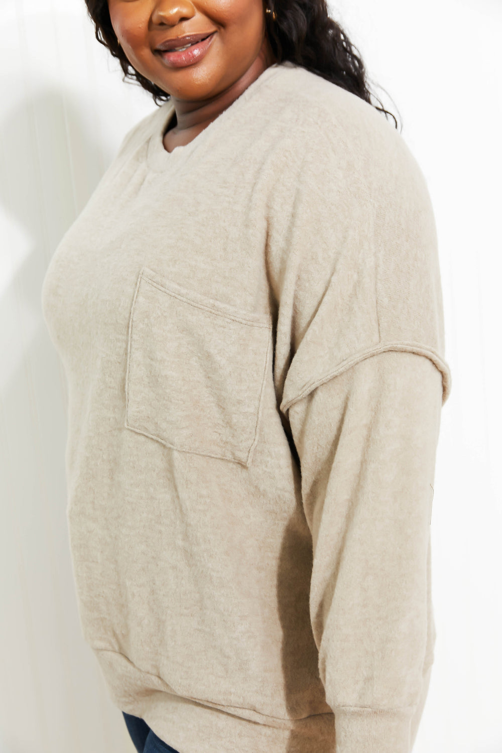 Zenana Home for the Weekend Full Size Brushed Melange Sweater