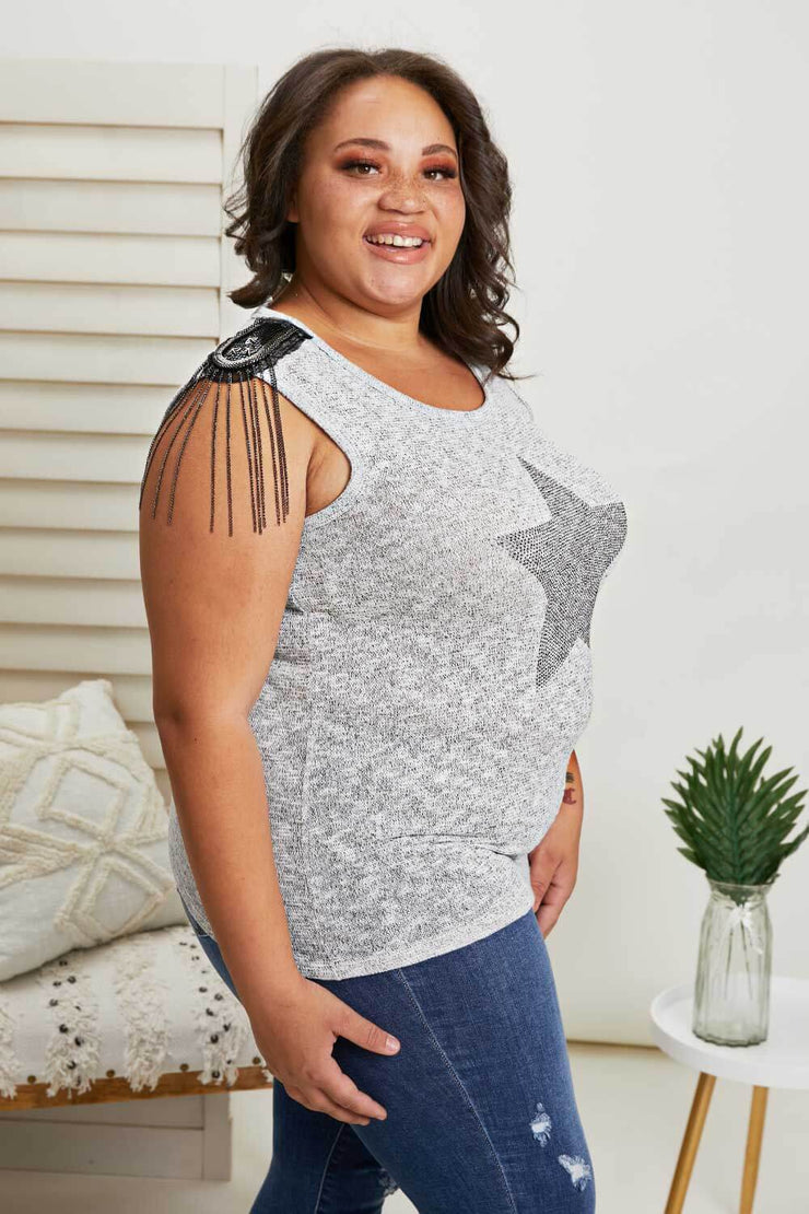 Vocal Starlit Night Chain Detail Sleeveless Tee