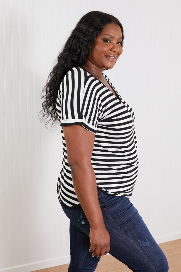 Sew In Love Everyday Essentials Full Size Striped V-Neck Tee