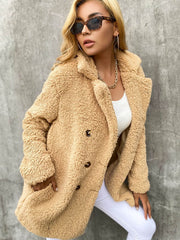 Buttoned Longline Sherpa Jacket