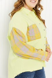 POL Bright Autumn Full Size Contrast Plaid Twill Shacket