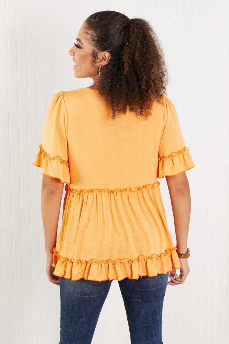 Hailey & Co Our Song Full Size Ruffled Babydoll Top