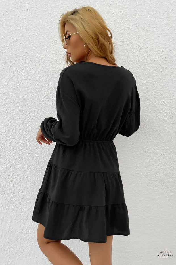 Tie Front Tiered Mini Dress