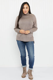 Emerald Collection Northwest Full Size Ribbed Detail Turtleneck Sweater