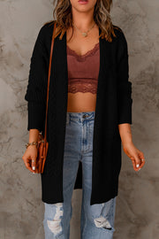 Cable-Knit Open Front Sweater Cardigan