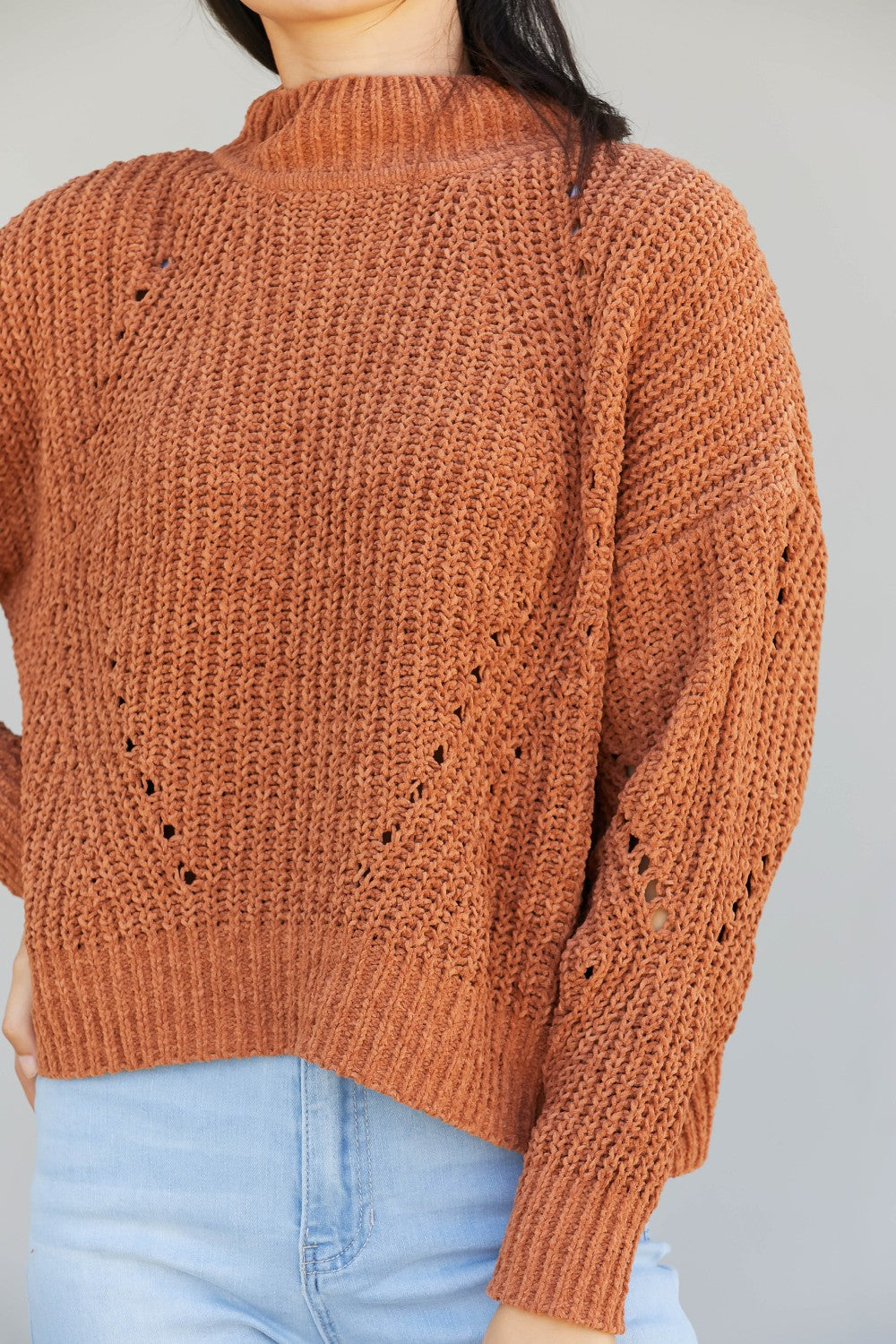 HYFVE That Look Pointelle Knit Sweater