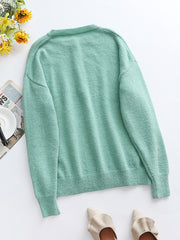 Half Button Long Sleeve Henley Sweater