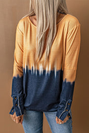 Contrast Boat Neck Long Sleeve Top