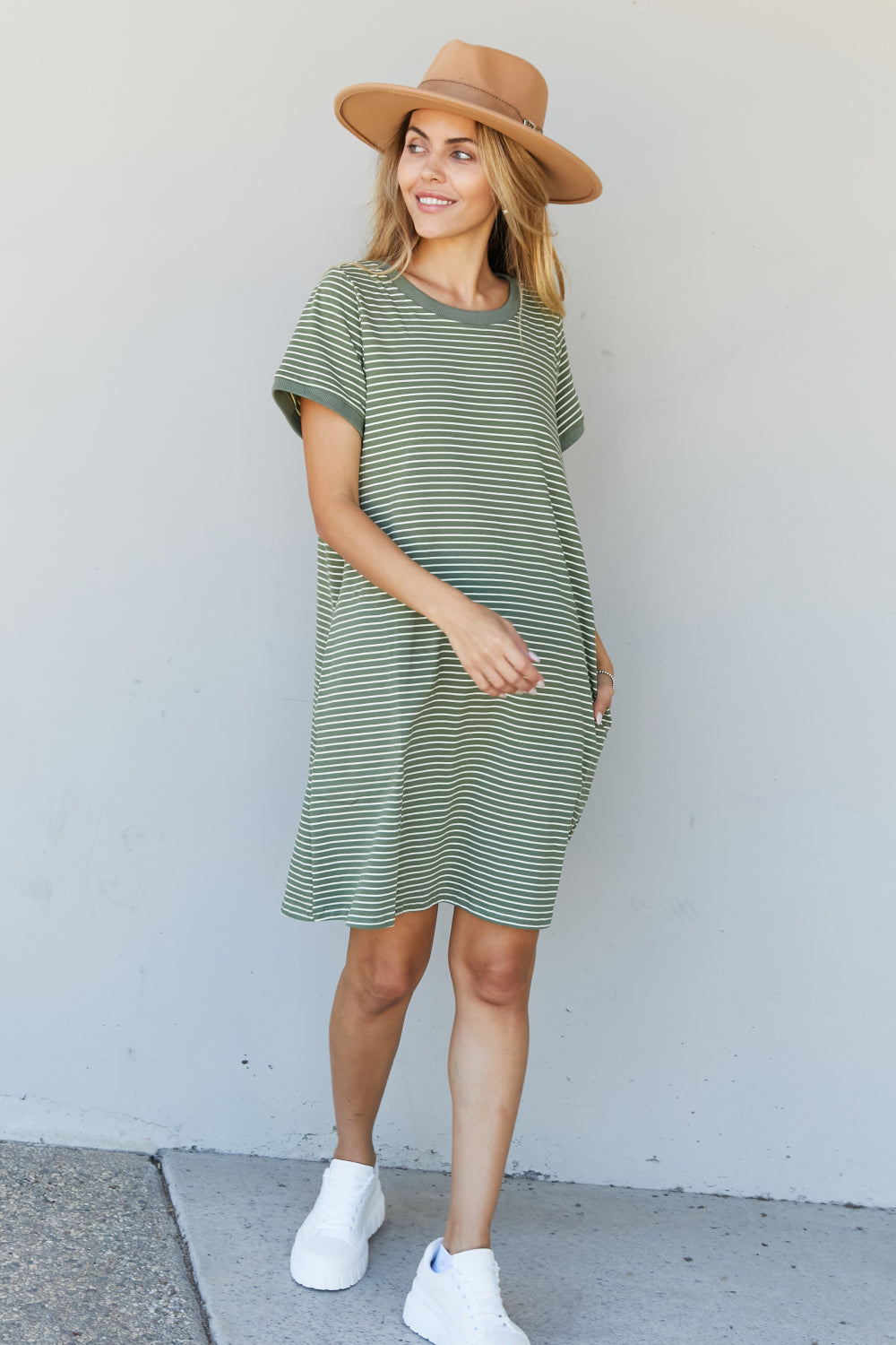 Cotton Bleu Simplicity is Best Full Size Striped T-Shirt Dress