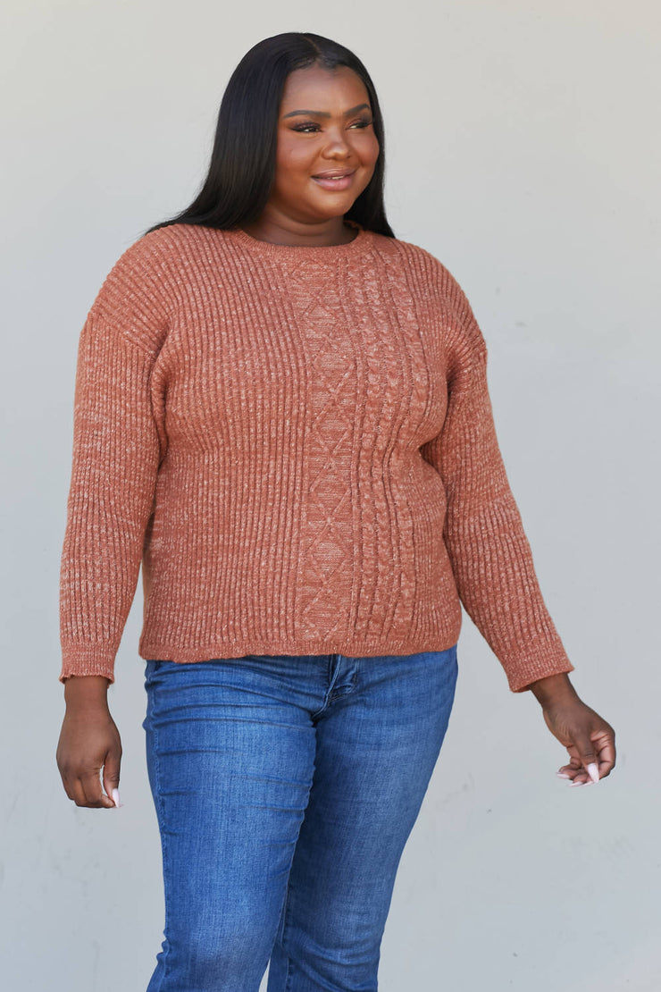 Sew In Love Full Size Mixed Knit Dropped Shoulder Sweater