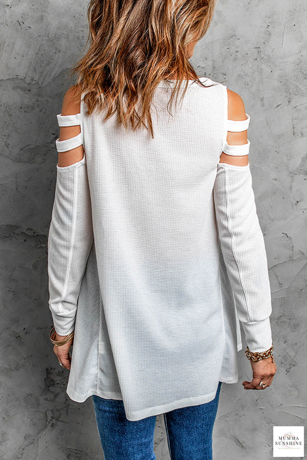 Cutout Waffle Knit Tunic Top