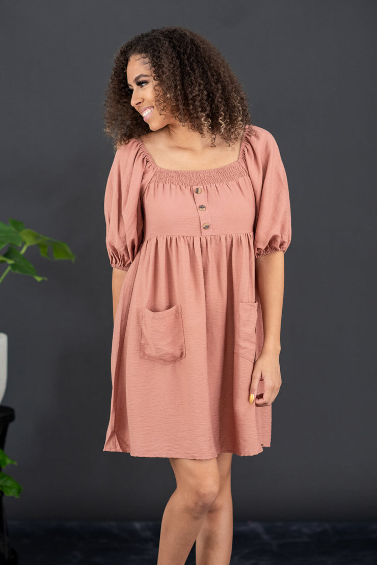 GeeGee I Promise Full Size Puff Sleeve Dress