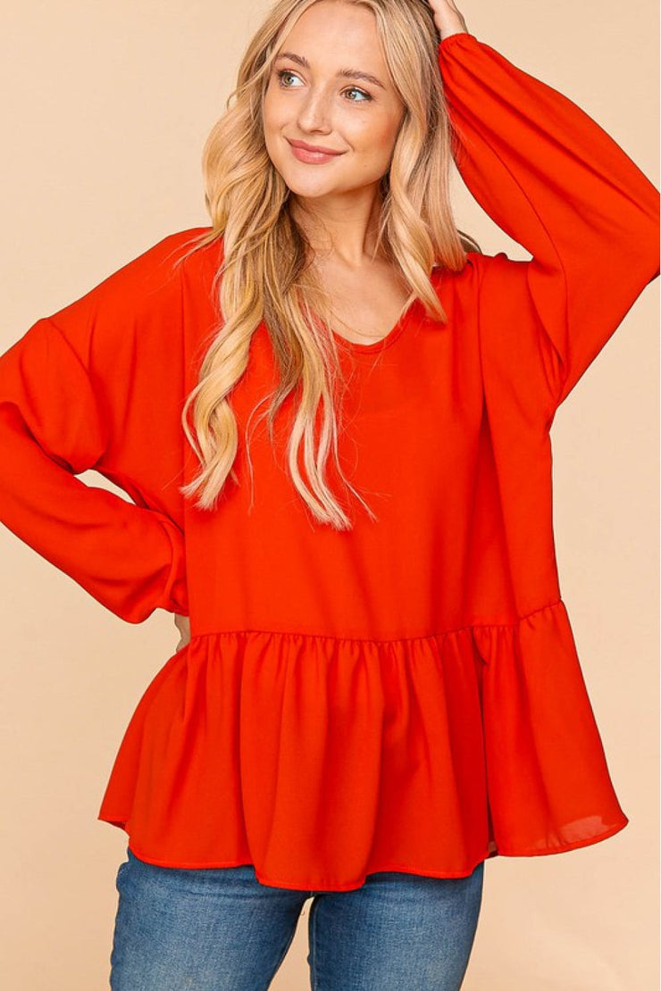 Haptics Full Size V-Neck Peplum Top