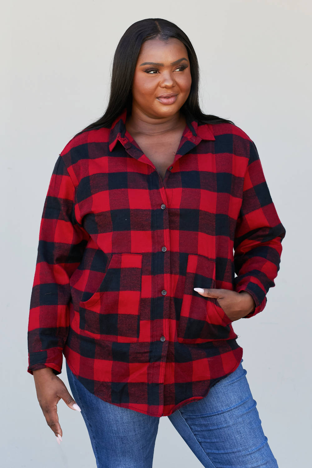 Sew In Love Full Size Plaid Button-Up Shirt