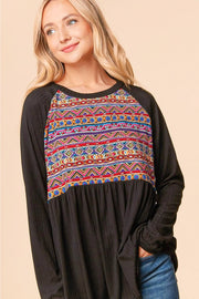 Haptics Full Size Bohemian Raglan Sleeve Top