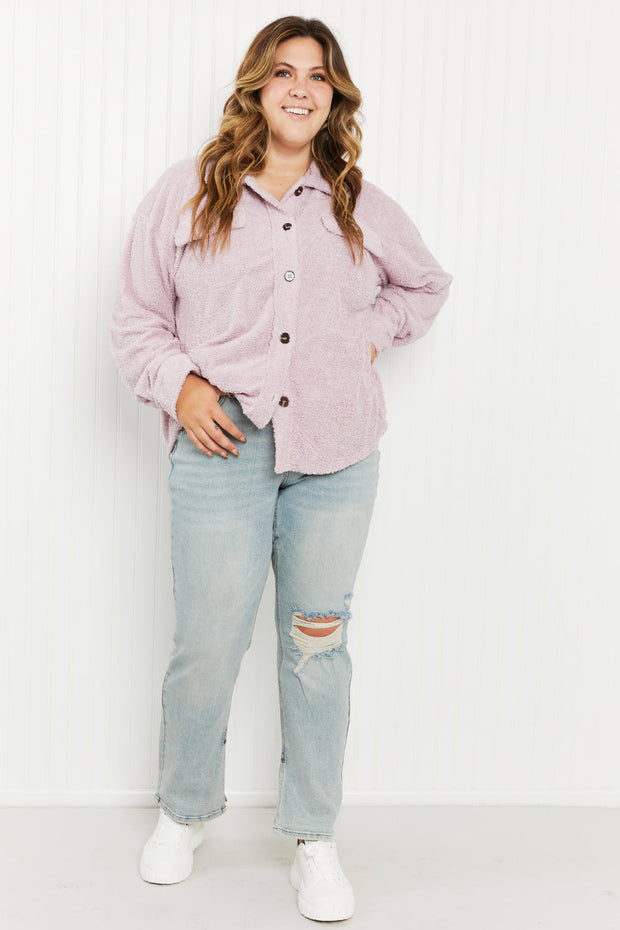 GeeGee Soft Feels Full Size Knit Sweater Shacket